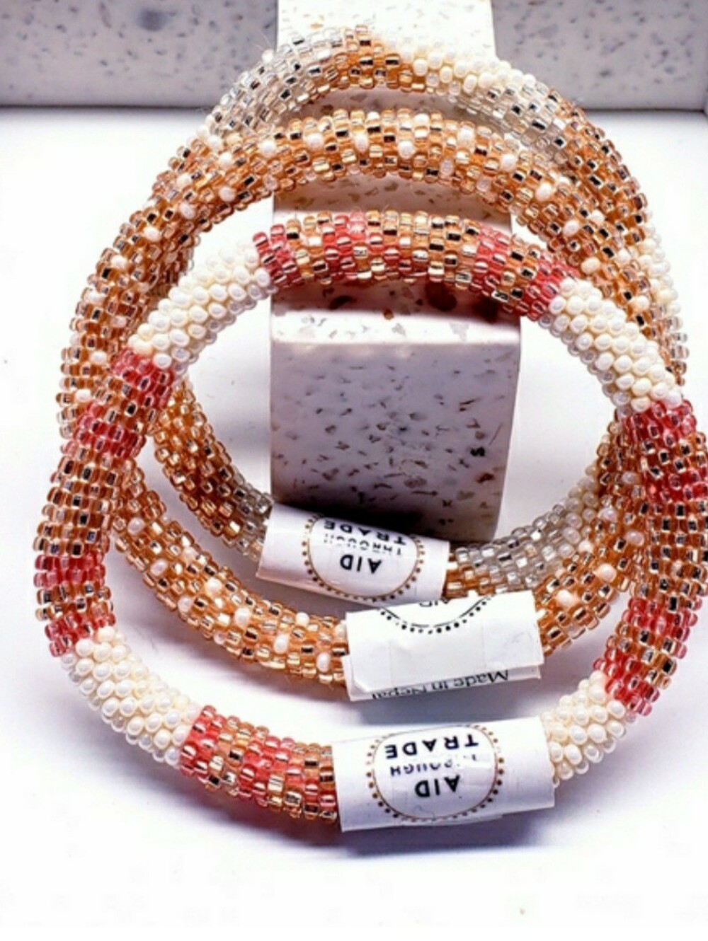 ROSE ALL DAY -Original Roll-On® Bracelets, 7" round, made in Nepal #2 (3 pcs)